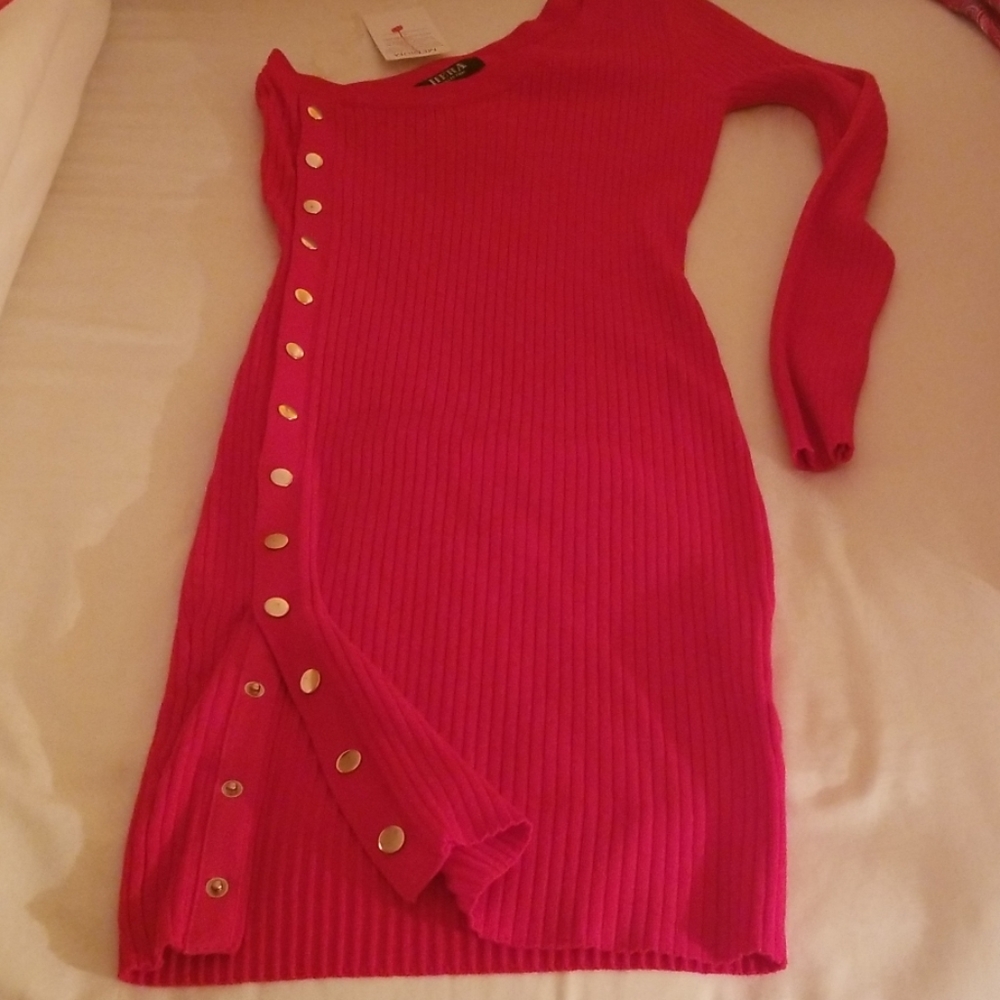 Beautiful sexy one shoulder red sz M dress - Picture 3 of 5